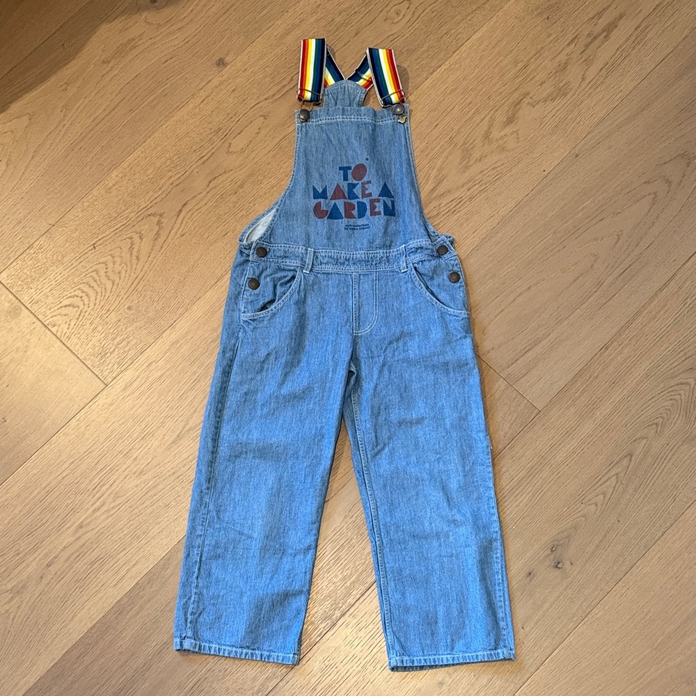 Bobo Choses Blue Denim Overalls with Multicolor Straps
